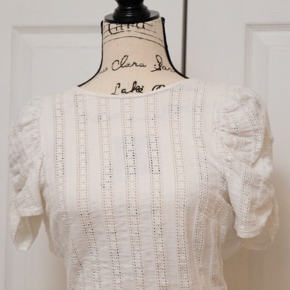 FREE PEOPLE Open Back tie ADORABLE White Top size XS Eyelet detail Fairycore - Picture 10 of 12